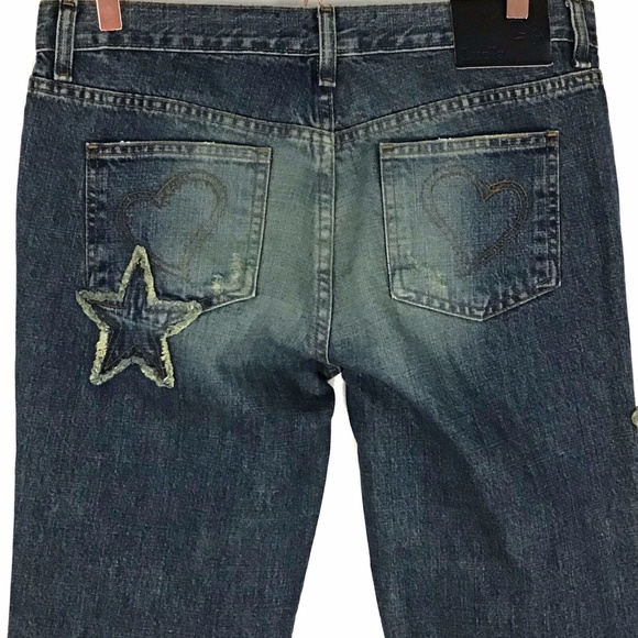 🦋Luella Patch Star Heart Embroidered Jeans Jrs 13 - Picture 4 of 8